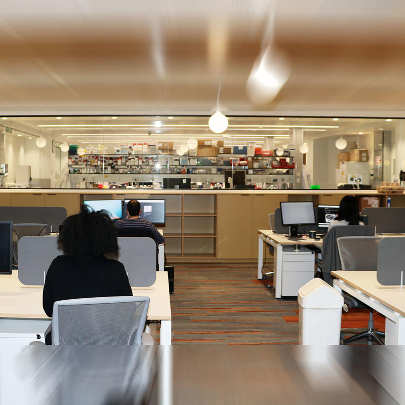 A picture of Kavli Institute open office environment with people working