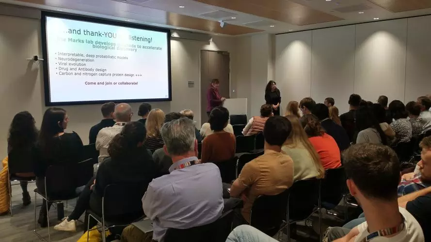 Debora Marks with Carol Robinson at the end of her talk.